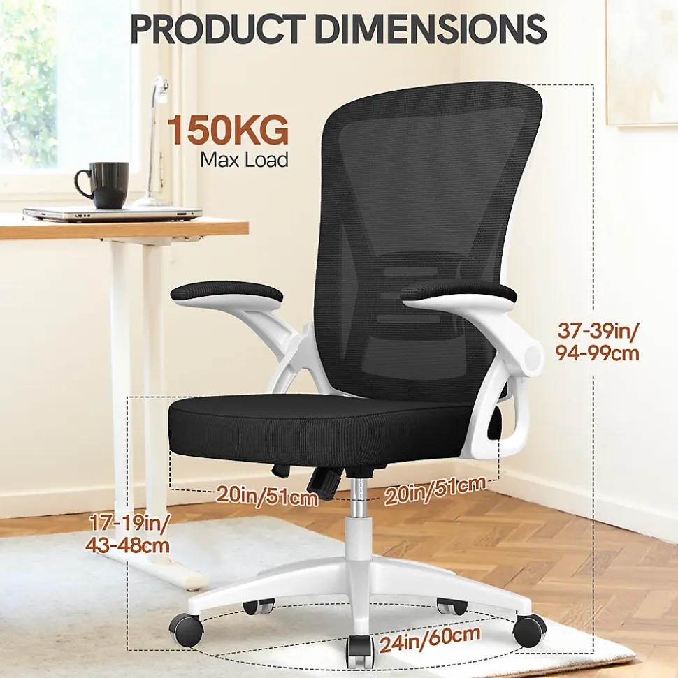 Chaise de bureau ergonomique En Maille Avec Soutien Lombaire, Accoudoirs Réglables