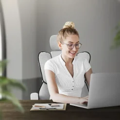 Chaise de bureau ergonomique hauteur réglable fauteuil de direction gris clair