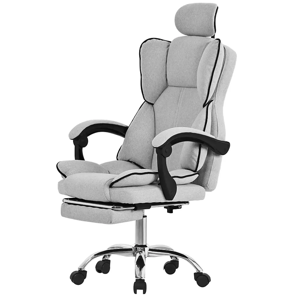 Chaise de bureau ergonomique hauteur réglable fauteuil de direction gris clair