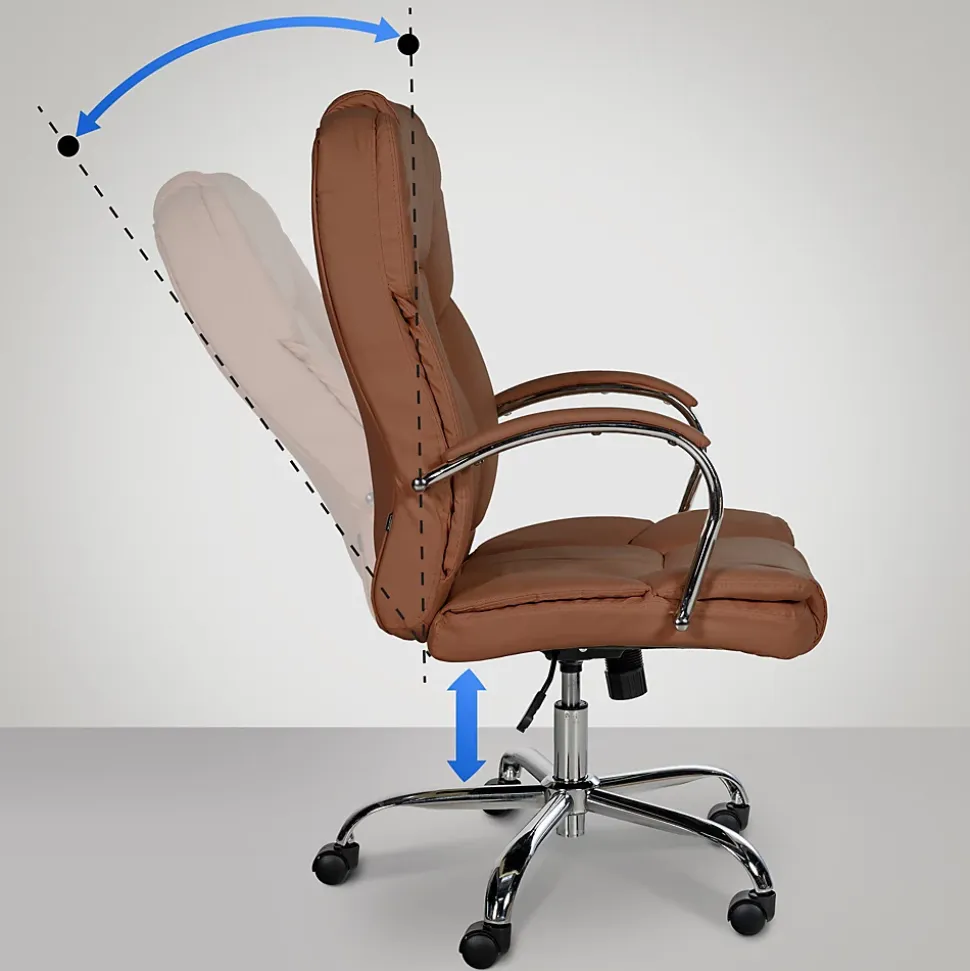 Chaise de bureau ergonomique BIG Xanthos Confort XXL, fonction bascule, accoudoirs, réglable, simili cuir, max 210 kg. Marronclair