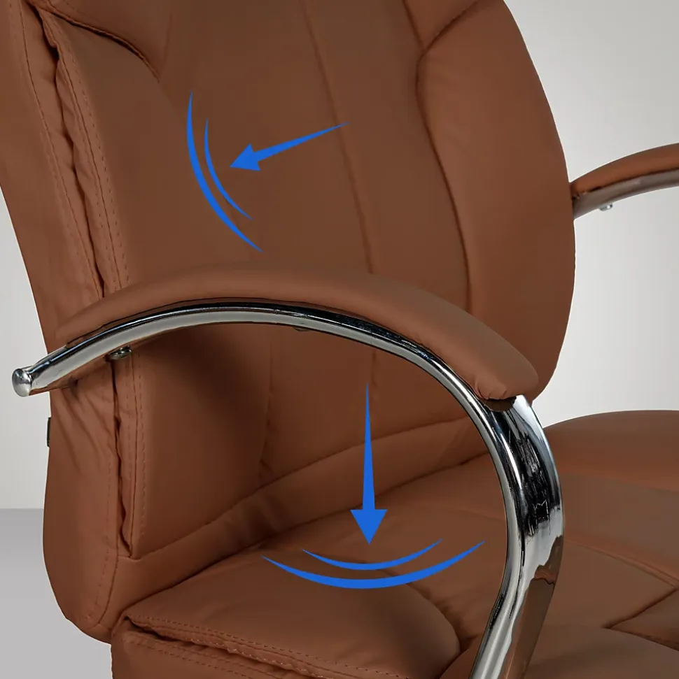 Chaise de bureau ergonomique BIG Xanthos Confort XXL, fonction bascule, accoudoirs, réglable, simili cuir, max 210 kg. Marronclair
