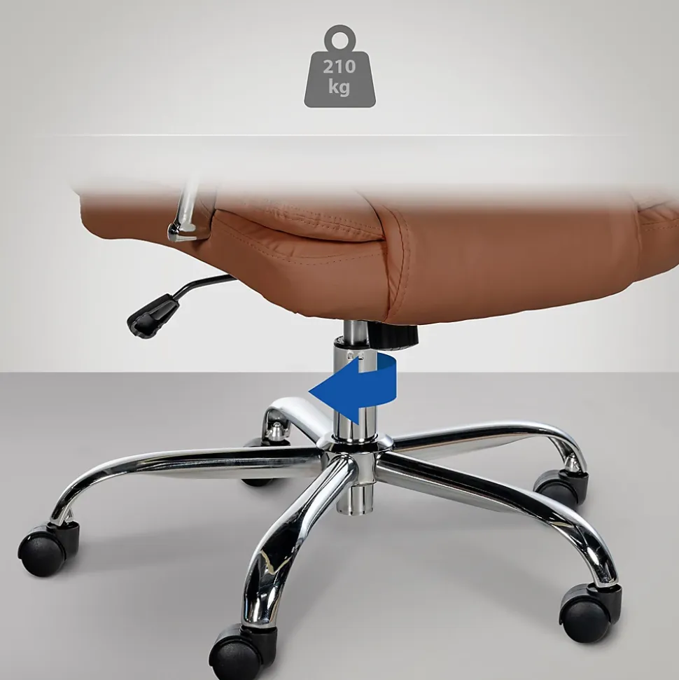 Chaise de bureau ergonomique BIG Xanthos Confort XXL, fonction bascule, accoudoirs, réglable, simili cuir, max 210 kg. Marronclair
