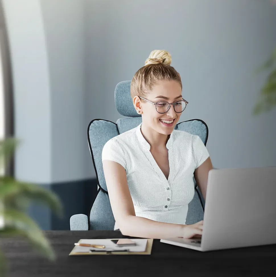 Chaise de bureau ergonomique réglable en hauteur fauteuil de direction bleu
