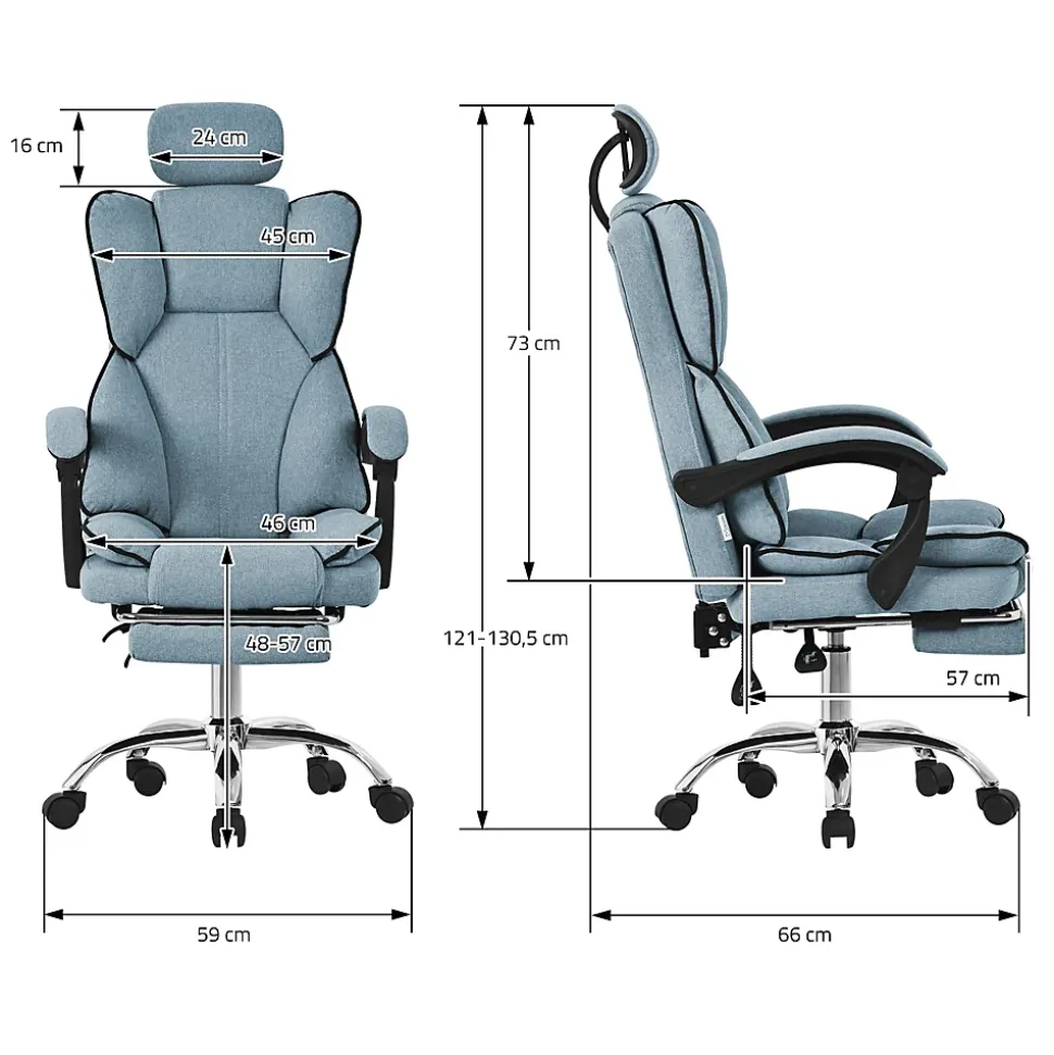 Chaise de bureau ergonomique réglable en hauteur fauteuil de direction bleu