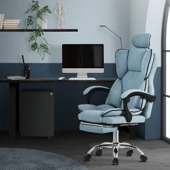 Chaise de bureau ergonomique réglable en hauteur fauteuil de direction bleu