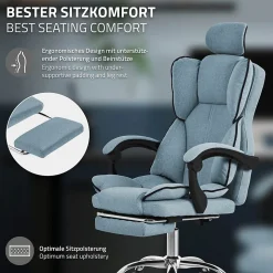 Chaise de bureau ergonomique réglable en hauteur fauteuil de direction bleu