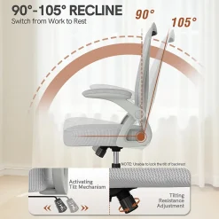 Chaise de bureau ergonomique En Maille Avec Soutien Lombaire, Accoudoirs Réglables