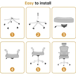 Chaise de Bureau Ergonomique avec Support Lombaire, Accoudoirs et Appuie-tête Réglables