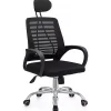 Chaise de bureau ergonomique réglable en hauteur avec appuie tête "Sébastien" Noir