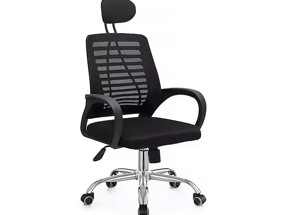 Chaise de bureau ergonomique réglable en hauteur avec appuie tête "Sébastien" Noir
