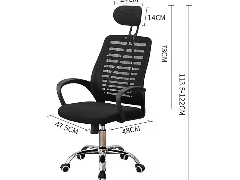 Chaise de bureau ergonomique réglable en hauteur avec appuie tête "Sébastien" Noir