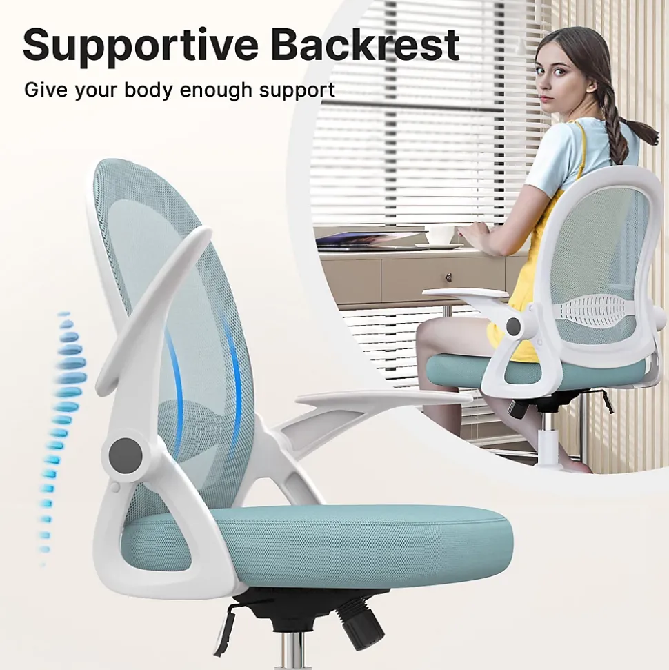 Chaise De Bureau Ergonomique En Maille, Accoudoirs Relevables, Support Lombaire