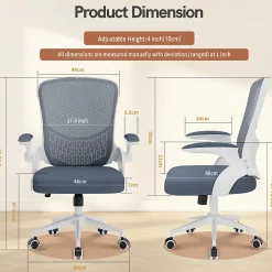 Chaise de Bureau Ergonomique, Hauteur Ajustable & Dossier de Rangement