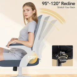 Chaise de Bureau Ergonomique, Hauteur Ajustable & Dossier de Rangement