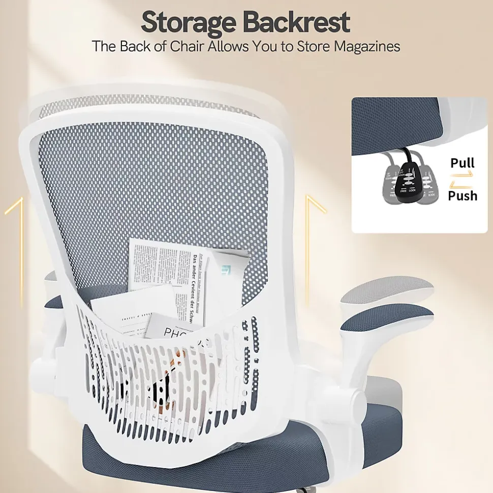 Chaise de Bureau Ergonomique, Hauteur Ajustable & Dossier de Rangement