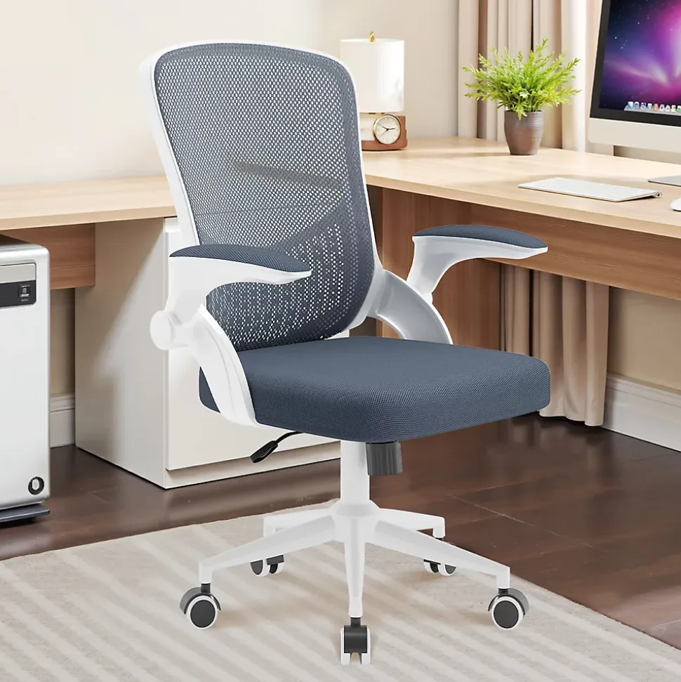 Chaise de Bureau Ergonomique, Hauteur Ajustable & Dossier de Rangement
