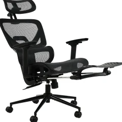 Chaise de bureau ergonomique Beresford, soutien lombaire, repose-pieds, housse maille respirante, siège pivotant Noir