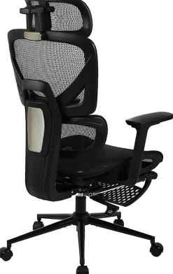 Chaise de bureau ergonomique Beresford, soutien lombaire, repose-pieds, housse maille respirante, siège pivotant Noir