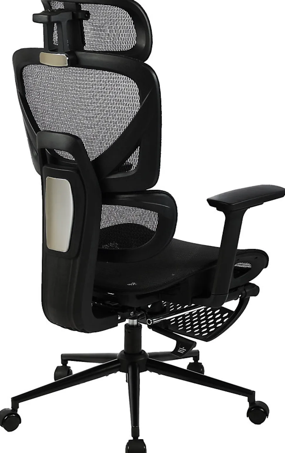 Chaise de bureau ergonomique Beresford, soutien lombaire, repose-pieds, housse maille respirante, siège pivotant Noir