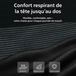 Chaise de bureau ergonomique Liberton avec repose-pieds appui-tête ajustable pivotante dossier en maille en S Noir