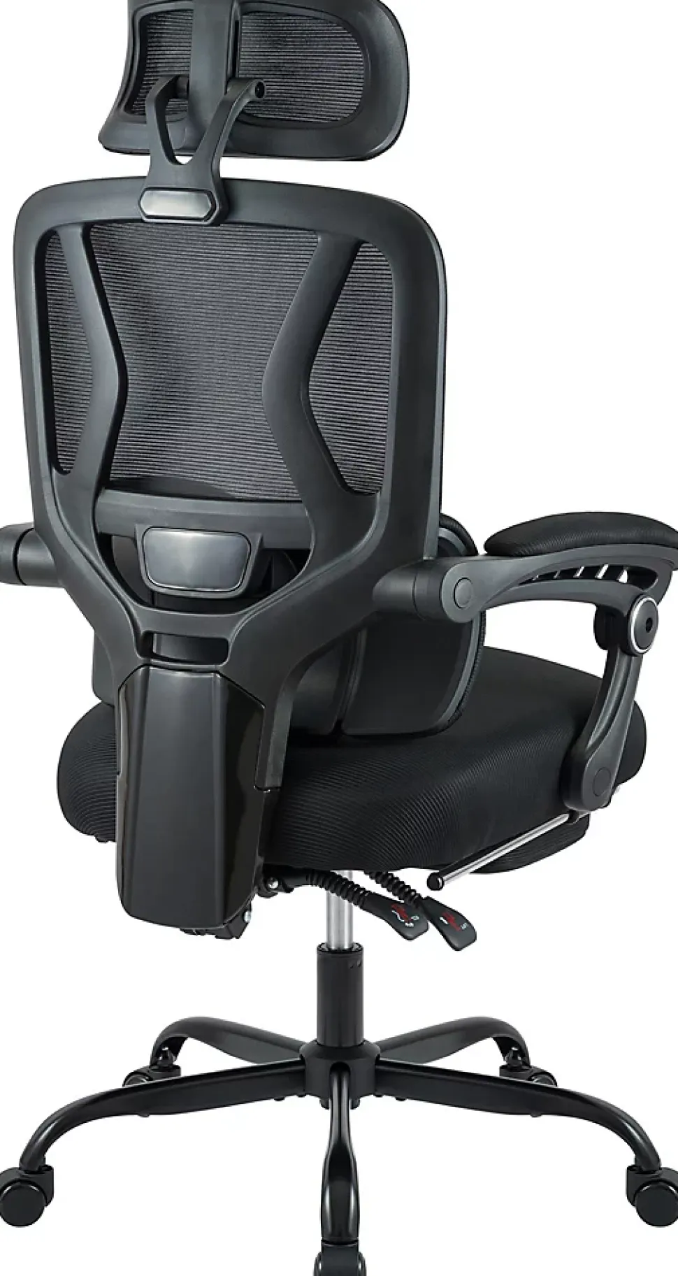 Chaise de bureau ergonomique Liberton avec repose-pieds appui-tête ajustable pivotante dossier en maille en S Noir