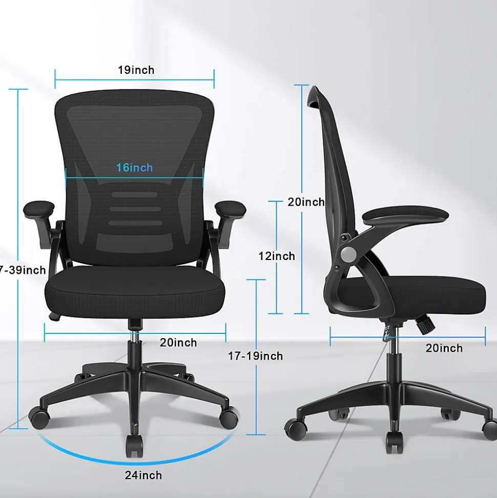 Chaise de bureau ergonomique En Maille Avec Soutien Lombaire, Accoudoirs Réglables