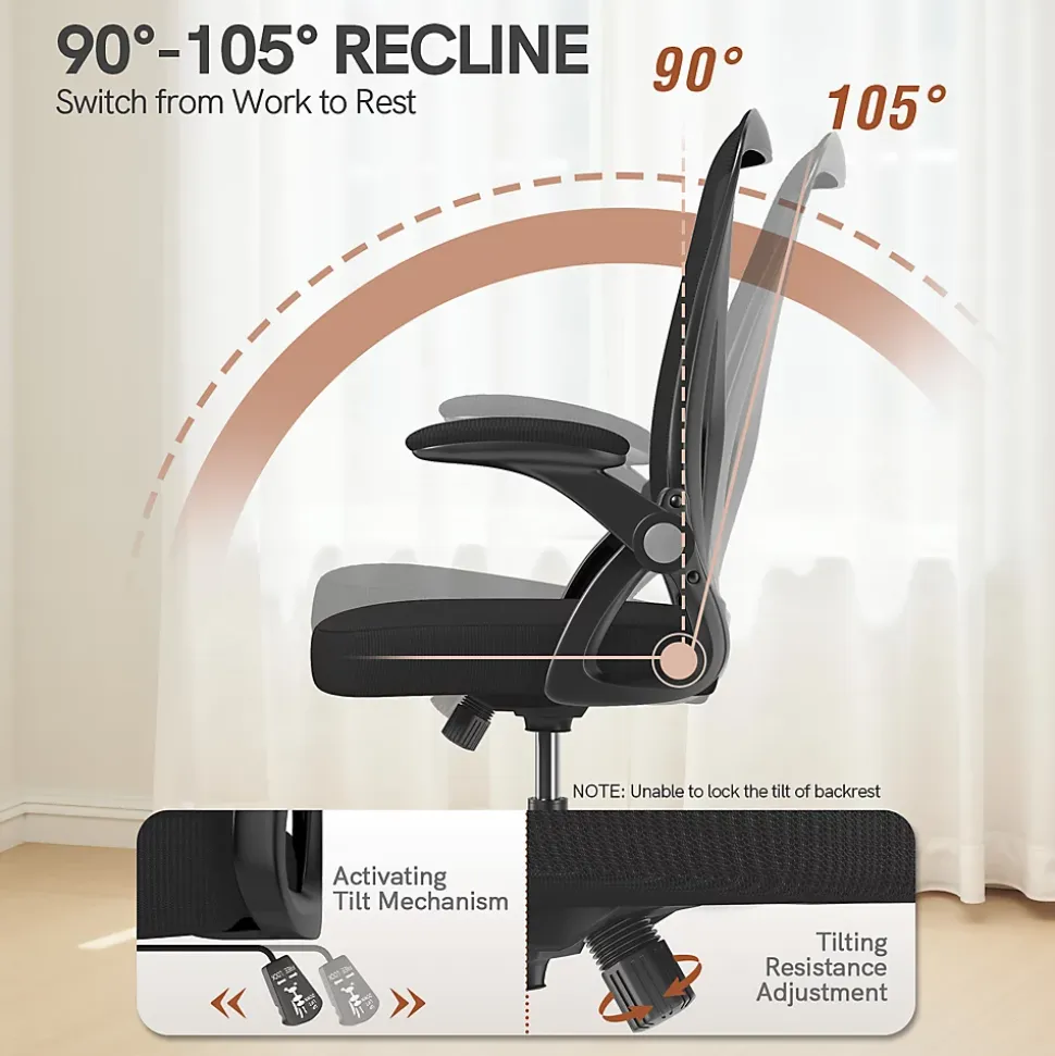 Chaise de bureau ergonomique En Maille Avec Soutien Lombaire, Accoudoirs Réglables