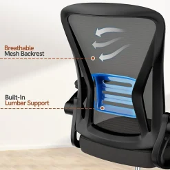 Chaise de bureau ergonomique En Maille Avec Soutien Lombaire, Accoudoirs Réglables
