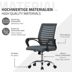 Chaise de bureau gaming ergonomique gris pivotant dossier maille respirante