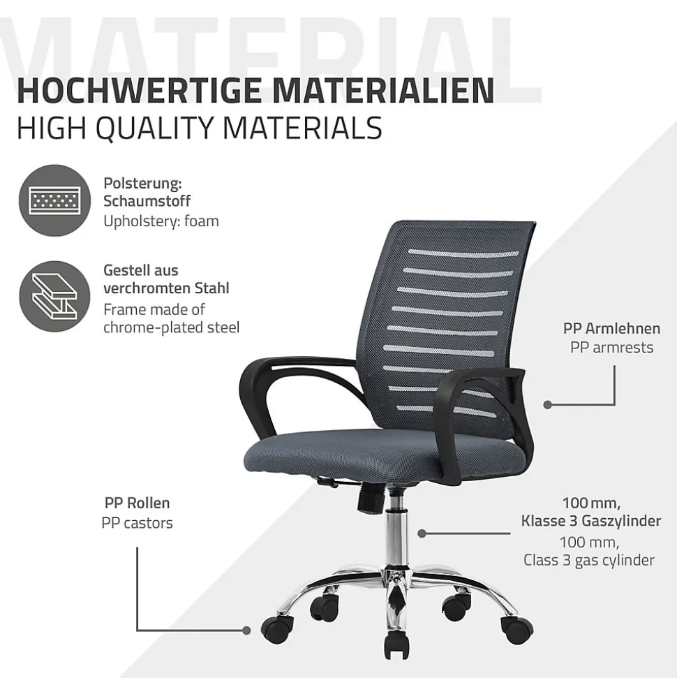 Chaise de bureau gaming ergonomique gris pivotant dossier maille respirante