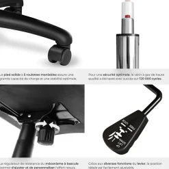 Chaise de bureau gaming Forme ergonomique noir et rouge