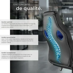 Chaise de bureau gaming Forme ergonomique noir et bleu