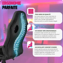 Chaise de bureau gaming Forme ergonomique noir