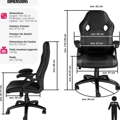 Chaise de bureau gaming Forme ergonomique noir