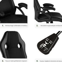 Chaise de bureau gaming Forme ergonomique noir