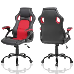 Chaise de Bureau Gaming Siège Noir Rouge Simili-Cuir 120x66x63
