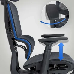 Chaise de Bureau Grover Ergonomique Réglable en Hauteur, Pivotant à 360 degrés, Repose-pieds Extensible, Mesh Respirant Noir