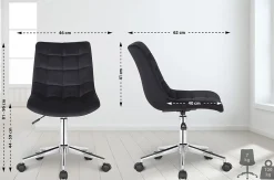 Chaise De Bureau Medford En Velours, Siège Rembourré Matelassé, Pied En Métal, Hauteur Ajustable Noir