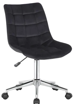 Chaise De Bureau Medford En Velours, Siège Rembourré Matelassé, Pied En Métal, Hauteur Ajustable Noir