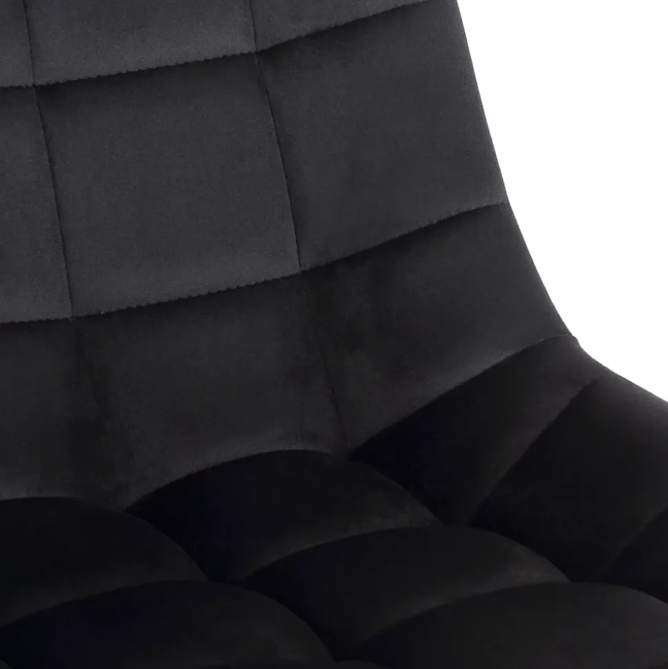 Chaise De Bureau Medford En Velours, Siège Rembourré Matelassé, Pied En Métal, Hauteur Ajustable Noir