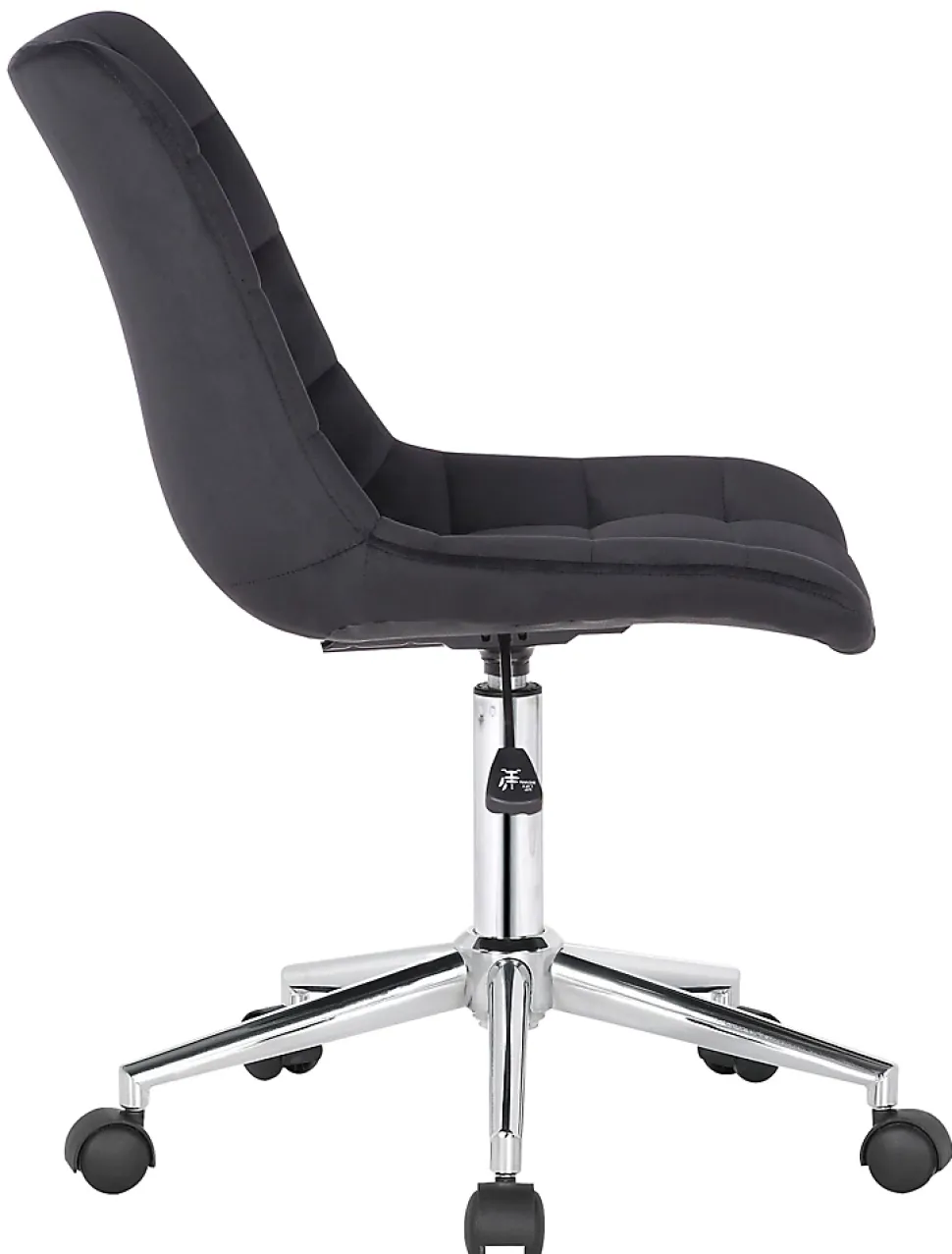 Chaise De Bureau Medford En Velours, Siège Rembourré Matelassé, Pied En Métal, Hauteur Ajustable Noir
