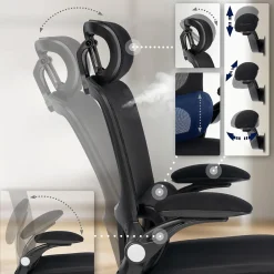 Chaise de bureau Newberg, Chaise de bureau ergonomique réglable en hauteur, Chaise pivotante jusqu'à 150 kg Noir