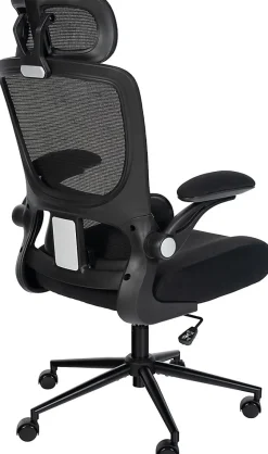 Chaise de bureau Newberg, Chaise de bureau ergonomique réglable en hauteur, Chaise pivotante jusqu'à 150 kg Noir