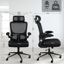 Chaise de bureau Newberg, Chaise de bureau ergonomique réglable en hauteur, Chaise pivotante jusqu'à 150 kg Noir