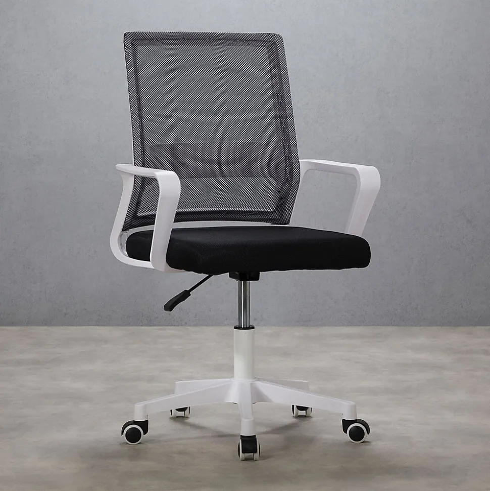 Chaise de bureau PERTH, Pivotante et réglable en hauteur, Tissu mesh, Avec accoudoirs, Noir