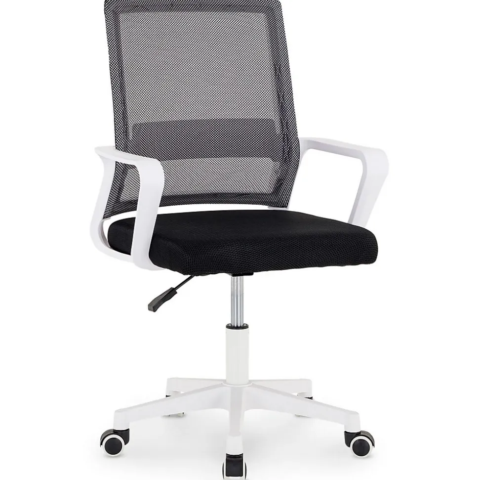 Chaise de bureau PERTH, Pivotante et réglable en hauteur, Tissu mesh, Avec accoudoirs, Noir