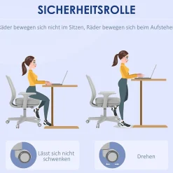 Chaise de Bureau Pivotante Ergonomique avec Réglage Hauteur - Confort Assise Polyester Gris 55x48x94,5 cm