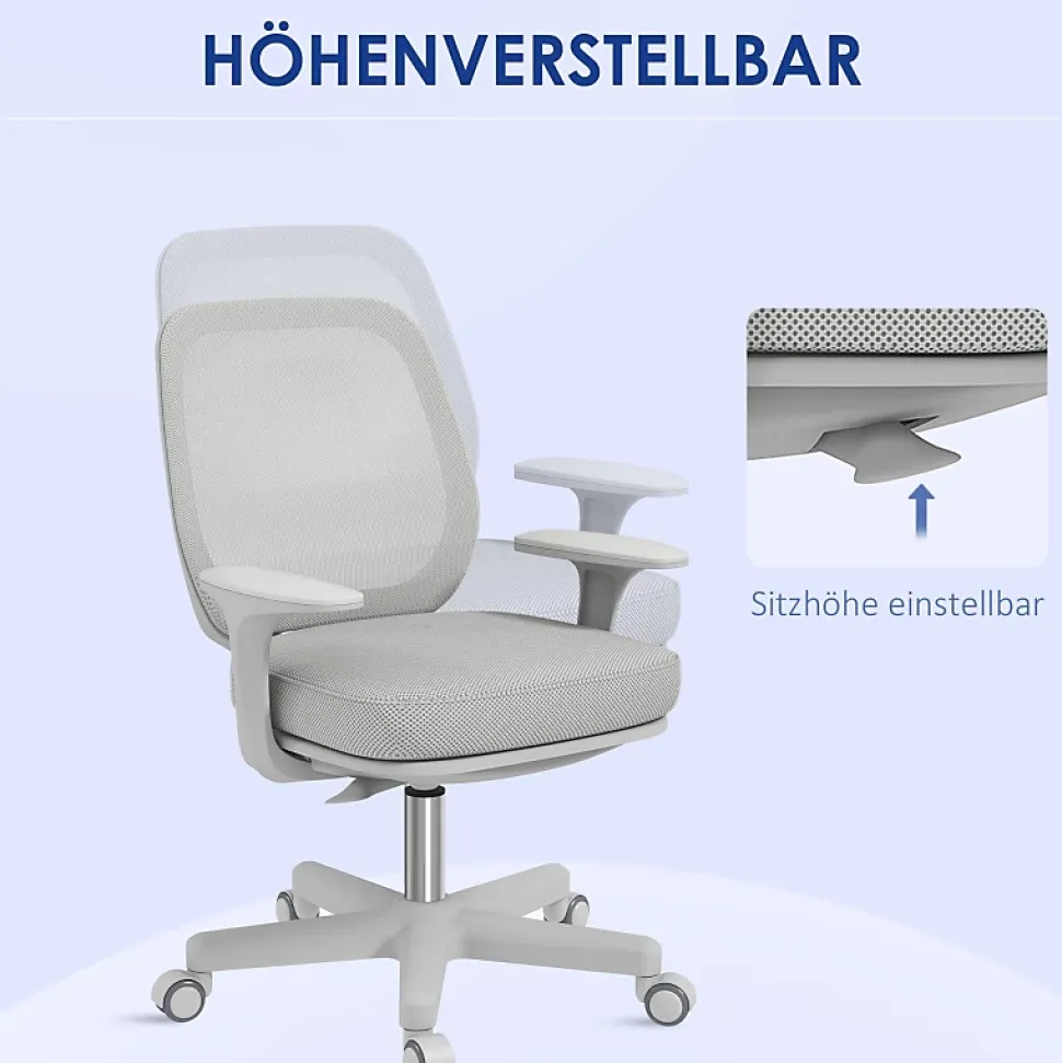 Chaise de Bureau Pivotante Ergonomique avec Réglage Hauteur - Confort Assise Polyester Gris 55x48x94,5 cm