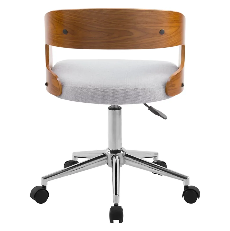 Chaise de bureau pivotante et réglable en bois et tissu gris - Louis