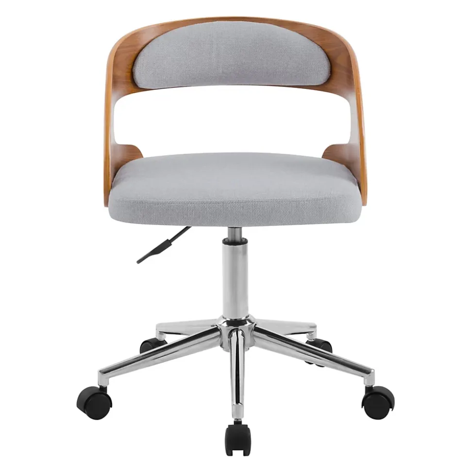Chaise de bureau pivotante et réglable en bois et tissu gris - Louis